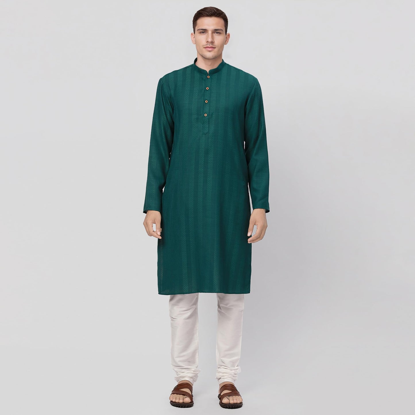 Raymond Ethnix Mens Dark Green Kurta Only