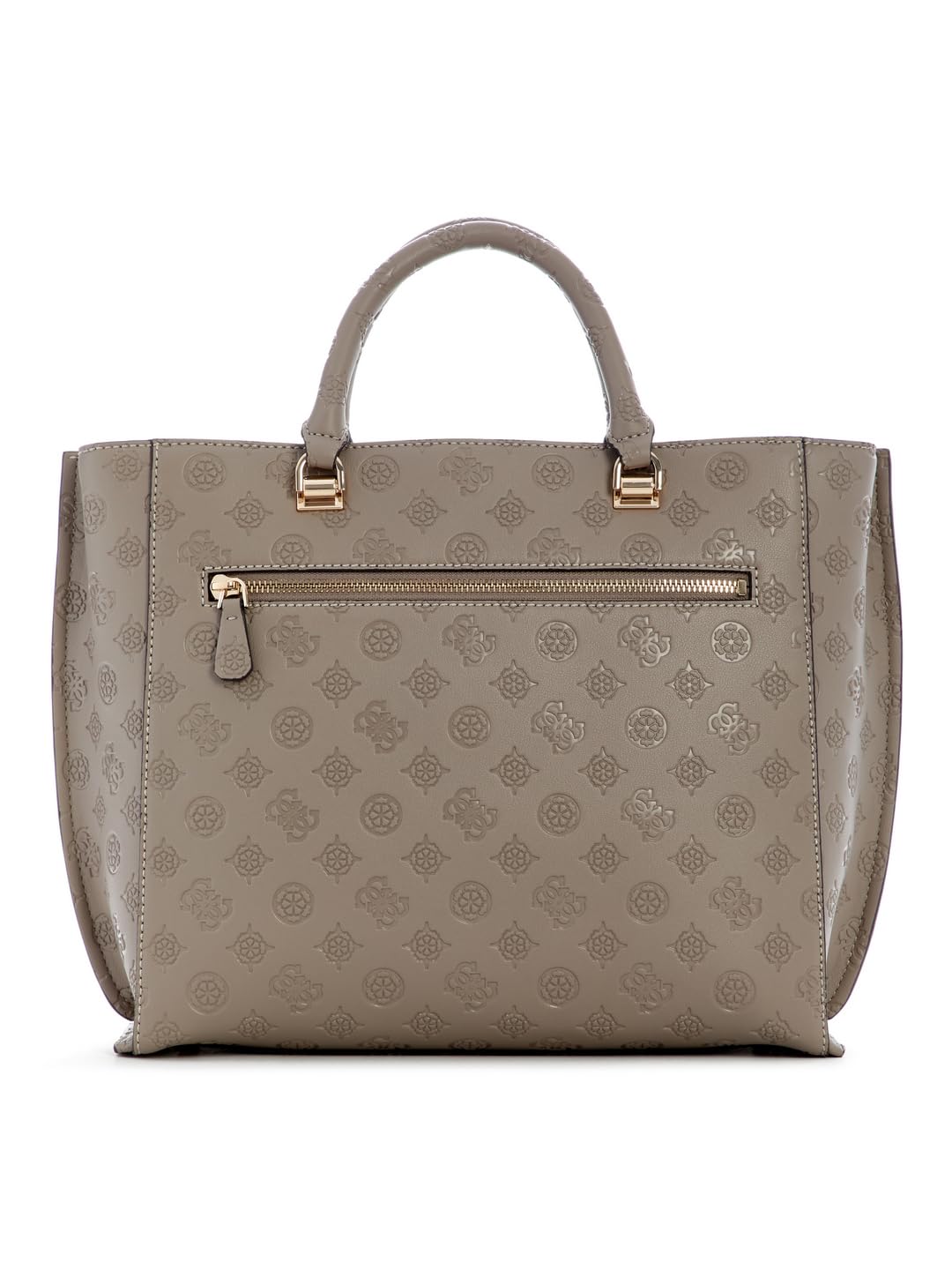 GUESS Dark Taupe Logo Textured Zarela Girlfriend Tote Bag