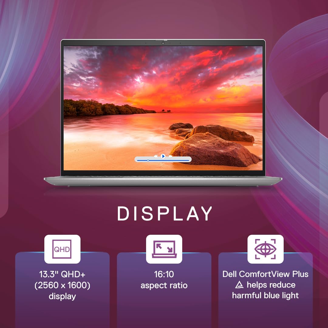 Dell Inspiron 5330 Laptop, Intel Evo Platform Powered by Intel Core i7-1360P Processor/16GB LP DDR5/1TB SSD/13.3" (33.78cm) QHD+ 300 nits/Win 11 + MSO'21/15 Month McAfee/Platinum Silver/1.24kg