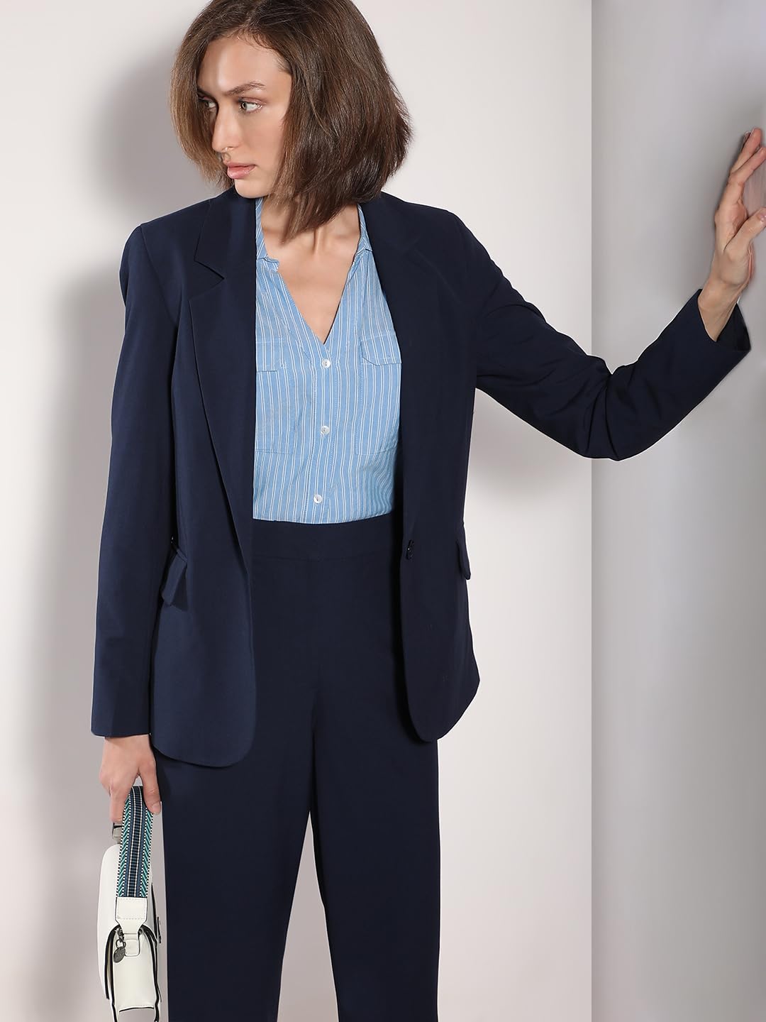 VERO MODA Womens Regular Fit Navy Blue Blazer