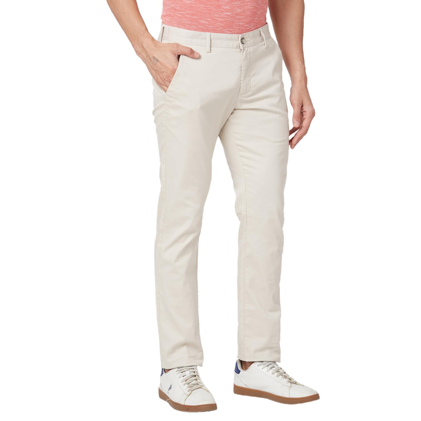 Park Avenue Men's Neo Fit Solid Pattern Cotton Blend Pleated Casual Trouser (Size: 36)-PCTA00477-F2