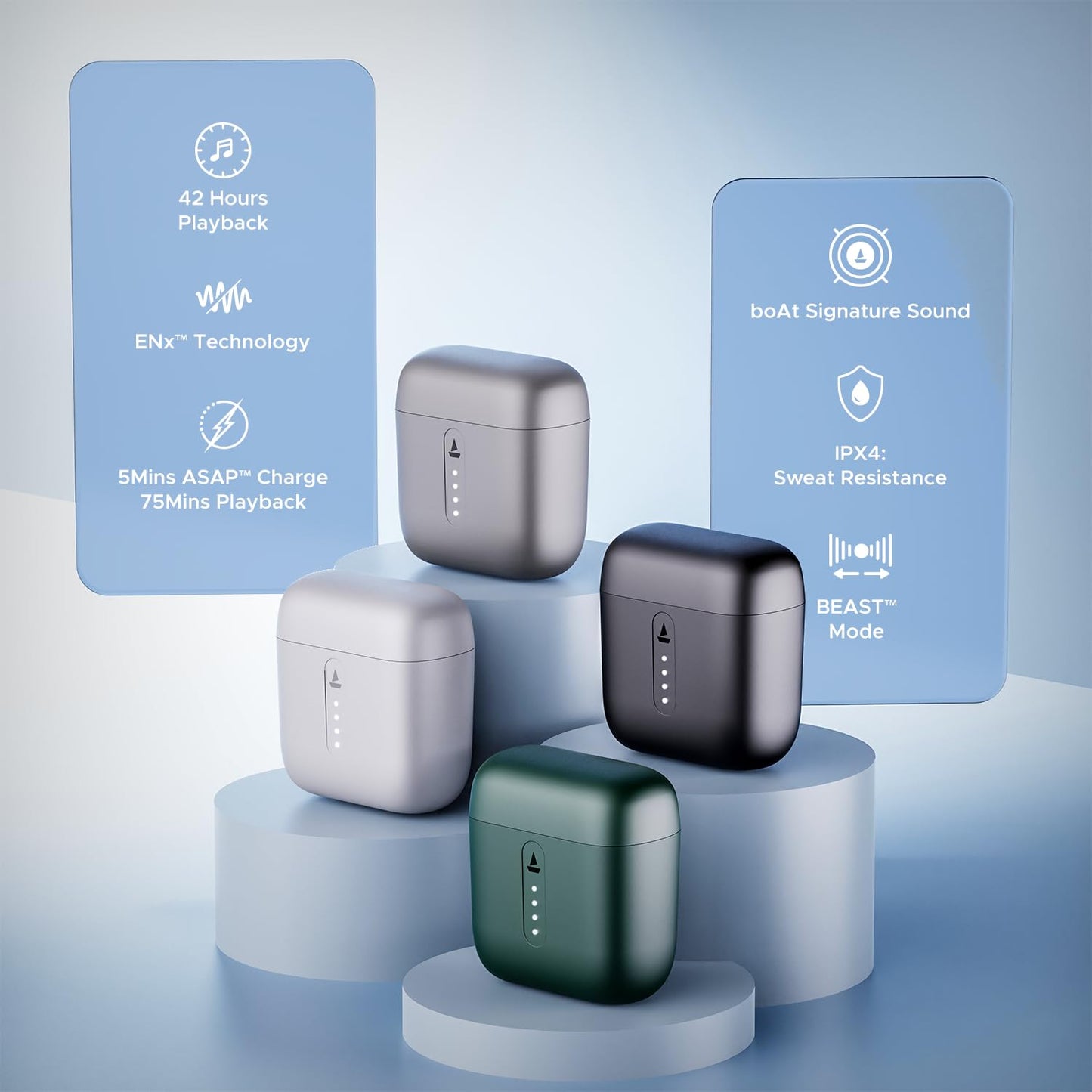 boAt Airdopes 141, Low Latency, ENx Tech, 42HRS Battery, Fast Charge, IWP, IPX4, v5.1 Bluetooth Earbuds, TWS Ear Buds Wireless Earphones with mic (Bold Black)