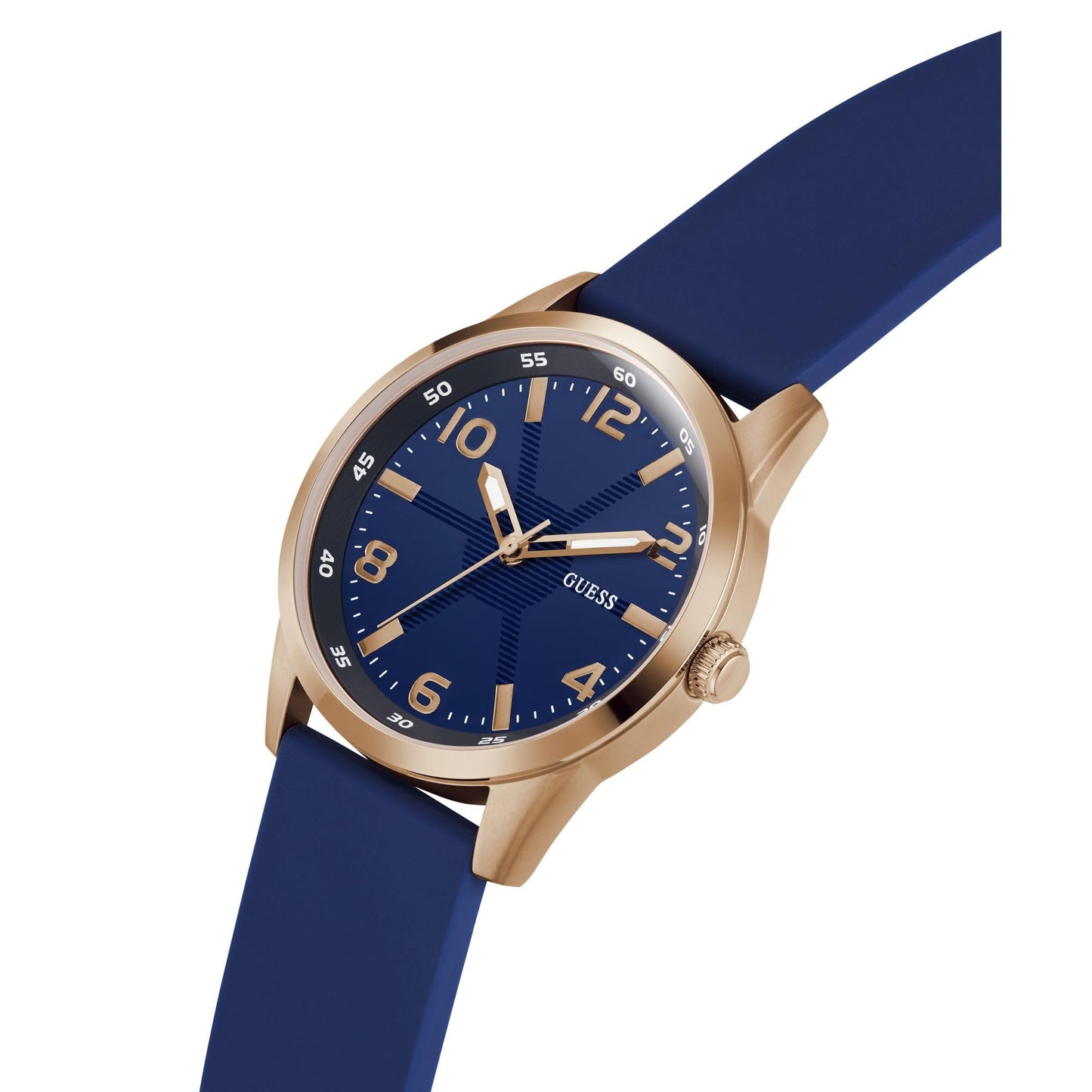 GUESS Silicone Analog Blue Dial Men's Watch-Gw0805G3, Band Color:Blue
