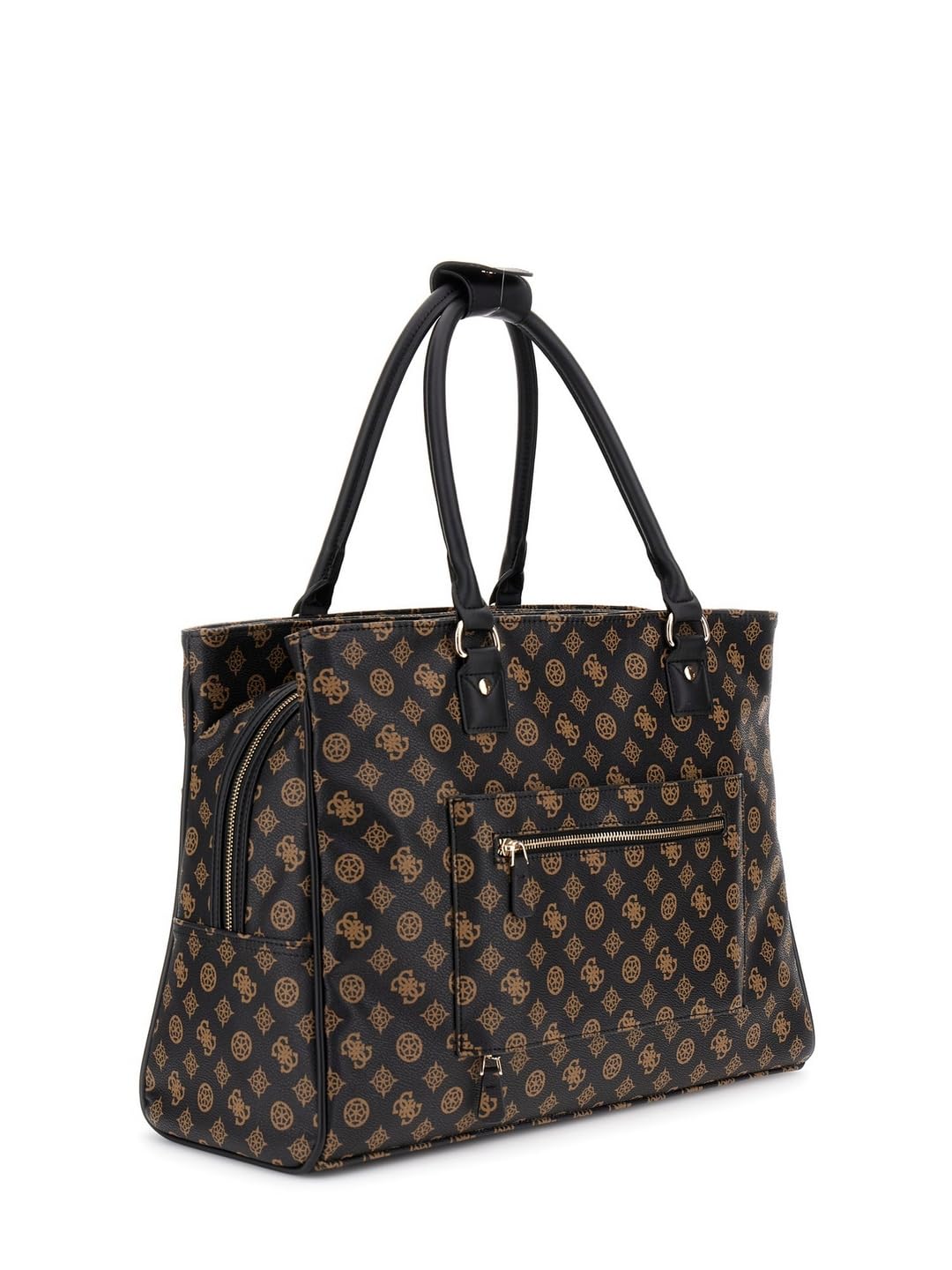 GUESS Brown Printed Wilder Shopper Tote Bag