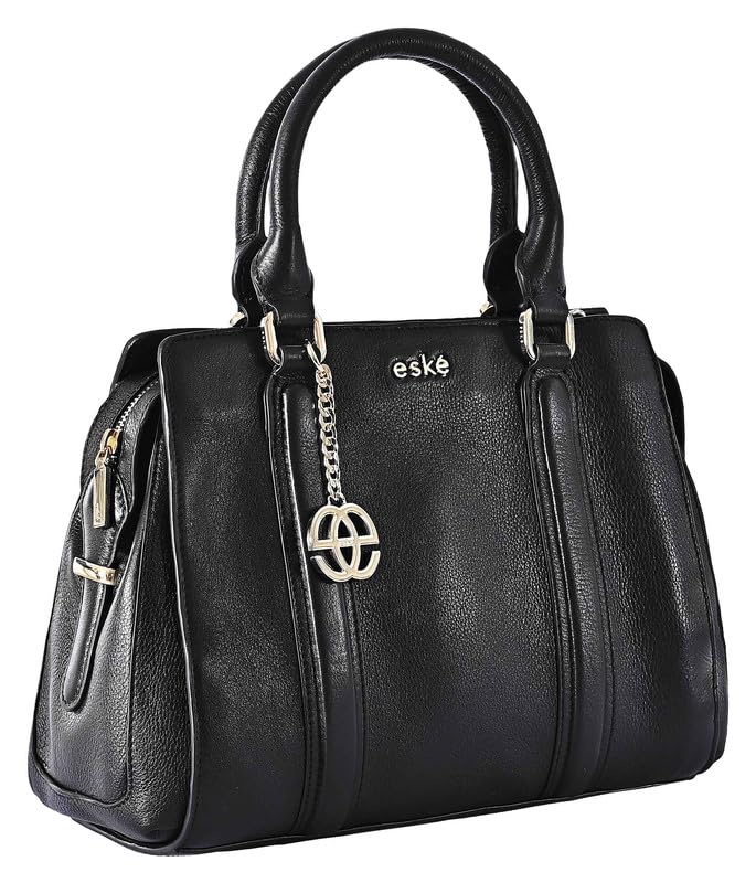 eske Sienna, the Single Zip Satchel | Structured Cosmos Leather Handbag | 3 Main Compartments | Zip & Slip Pockets | Gold Plated Charm | Detachable Shoulder Strap | 22 cm Height