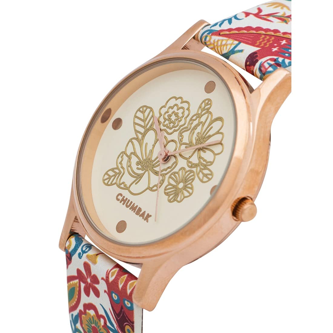 TEAL BY CHUMBAK Round Dial Analog Watch for Women,Jungle Beats Collection, Printed Vegan Leather Strap,Gifts for Women/Girls/Ladies,Stylish Fashion Watch for Casual/Work - White