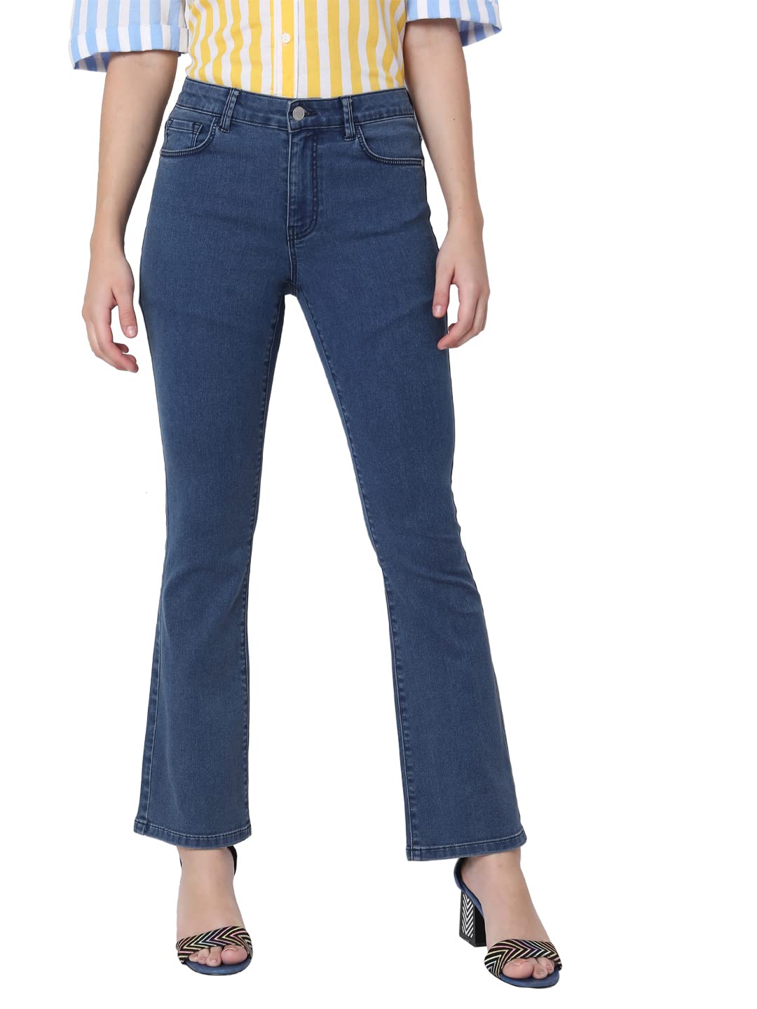 VERO MODA Women's Bootcut fit Blue Classic Jeans_30