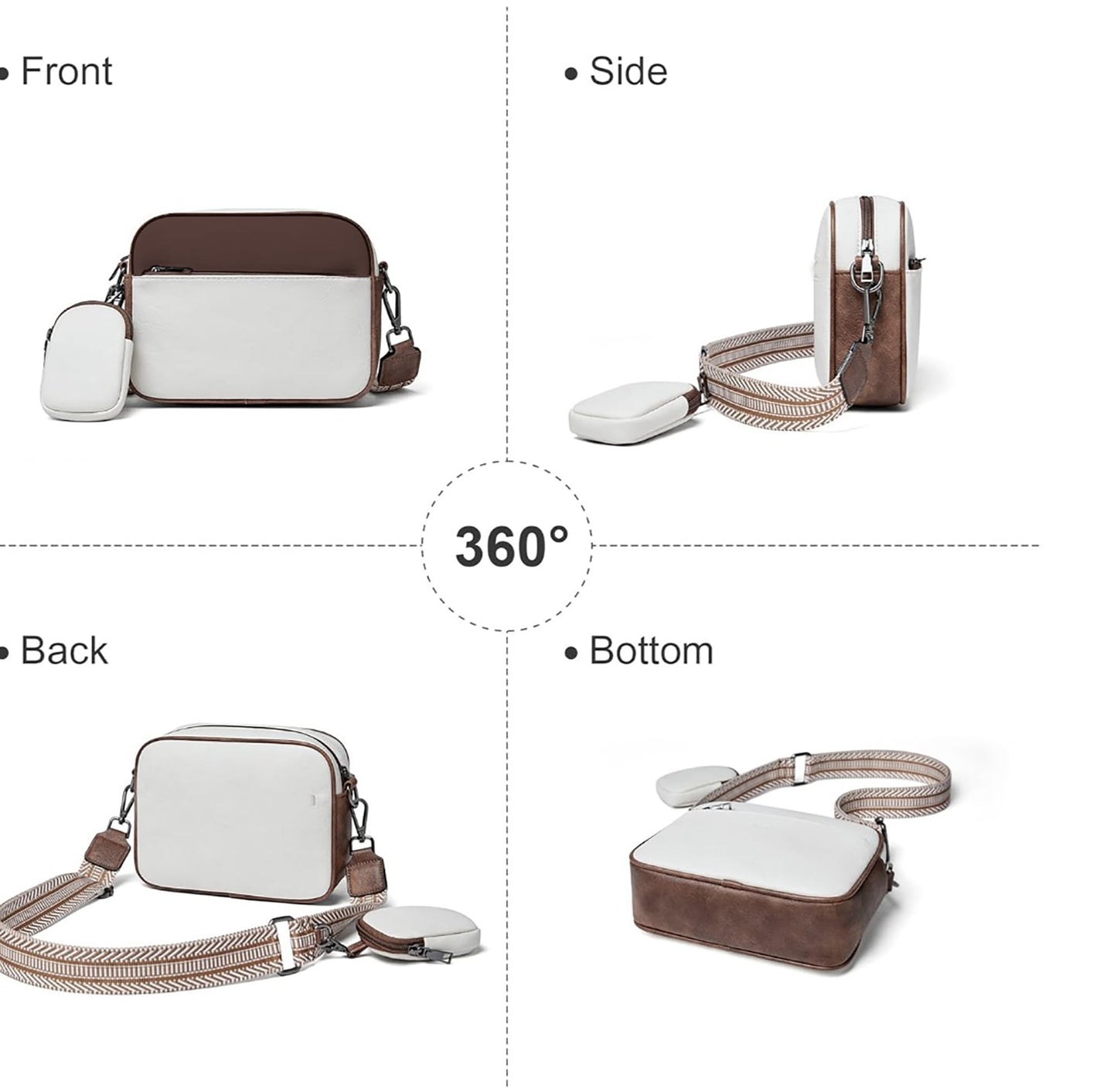 LEFFIS CROSS BODY SLING BAG FOR WOMENS AND GIRLS WITH SMALL COIN PURSE (PCN-001) (WHITE)