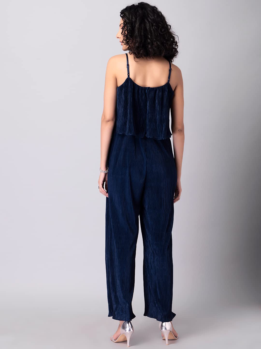FabAlley Navy Strappy Pleated Jumpsuit