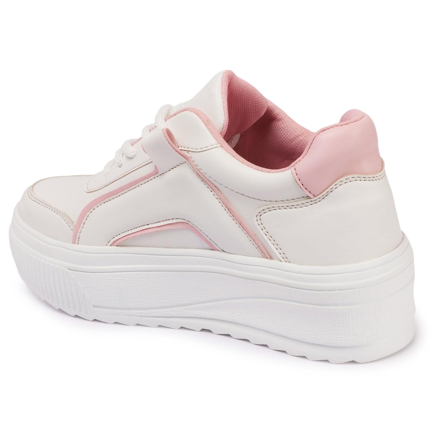 LENSBURY Women's Shoes for Walking Gym Training, Casual, Sports, Slip-On, Lightweight Lace up Athletics Slipon Running Sneaker for Ladies and Girls LBCNV4503WTPK-36 White