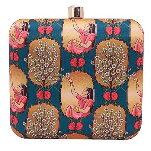 SWISNI Multicolour ethnic digital printed box clutch II Women's Traditional Designer Clutch For Women & Girls II PRINTED CLUTCHES