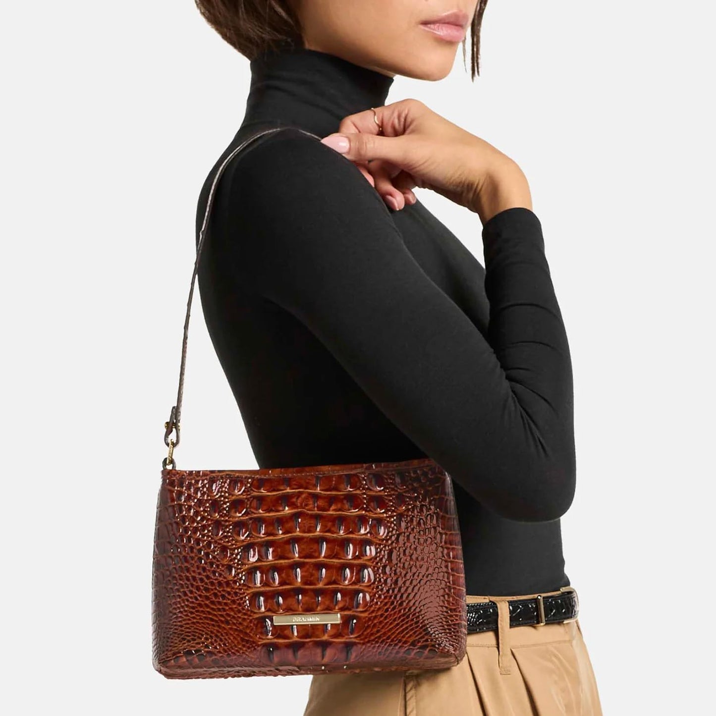 Brahmin Lorelei Black Hobo Crossbody Handbag Women One Size
