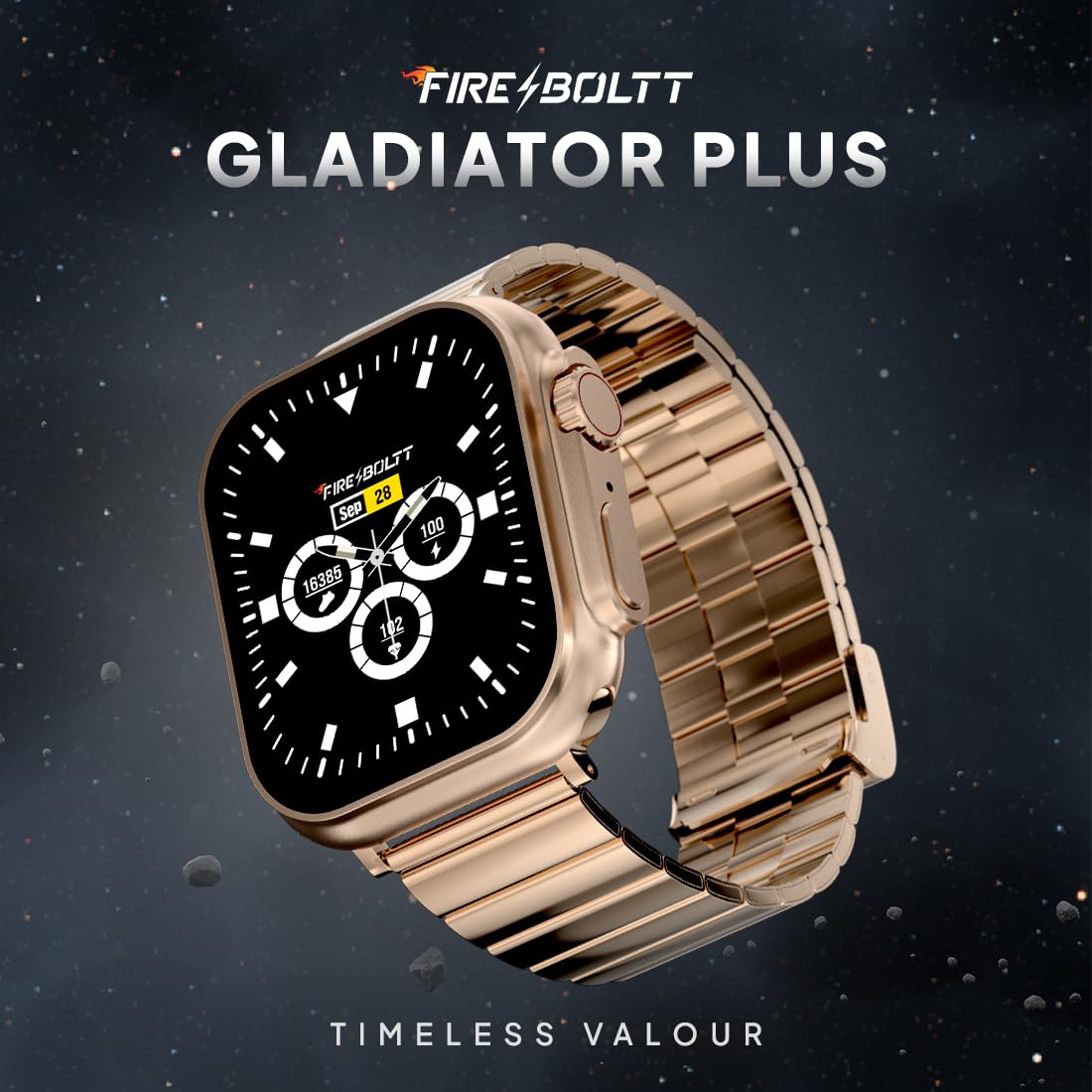 Fire-Boltt Gladiator + 1.96 AMOLED Display Luxury Smartwatch, Rotating Crown, 115+ Sports Modes & Bluetooth Calling, AI Voice Assistant, Gaming