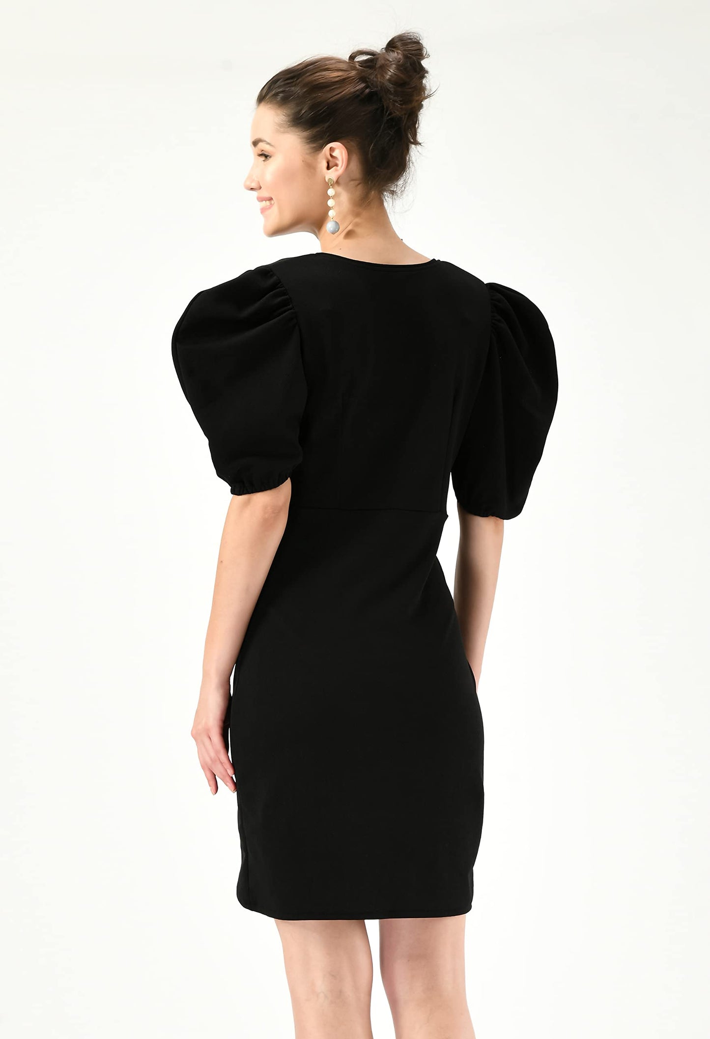 IUGA Women's Polyester Wrap Mini Dress 17_Black