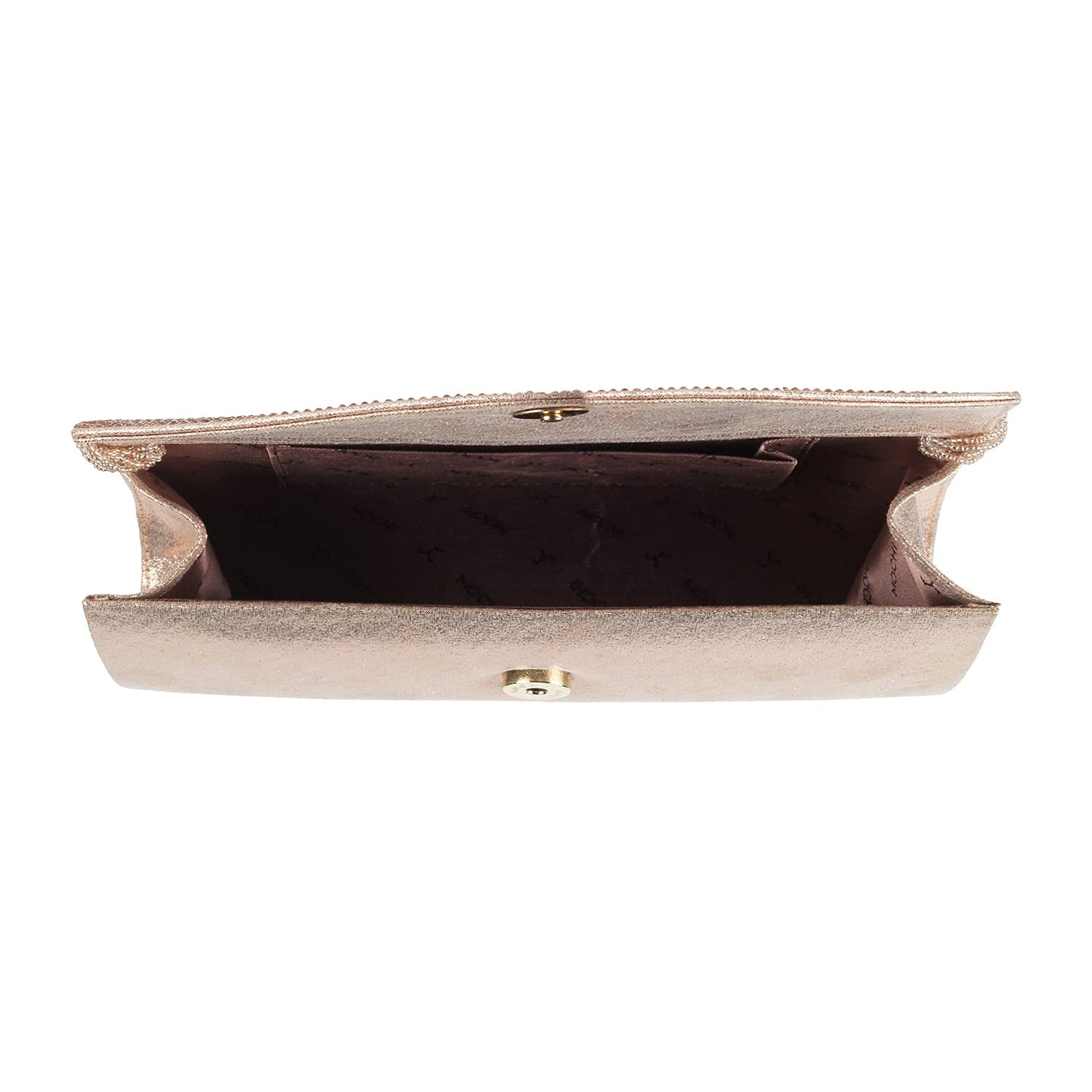 Mochi Rose Gold Faux Leather Secure Magnet Snap Party Clutch For Women