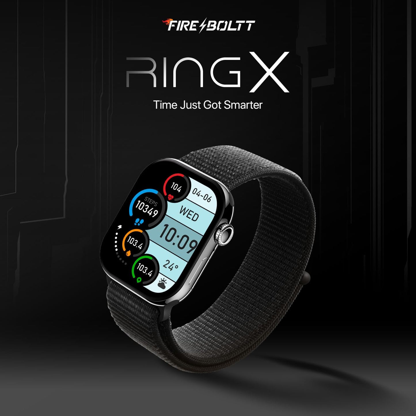 Fire-Boltt Ring X Smartwatch 2.01” Display with Always On Display, Bluetooth Calling, Wireless Charging, AI Voice Assistant, 100+ Sports Modes, Health Suite, 500+ Watchfaces (Black)