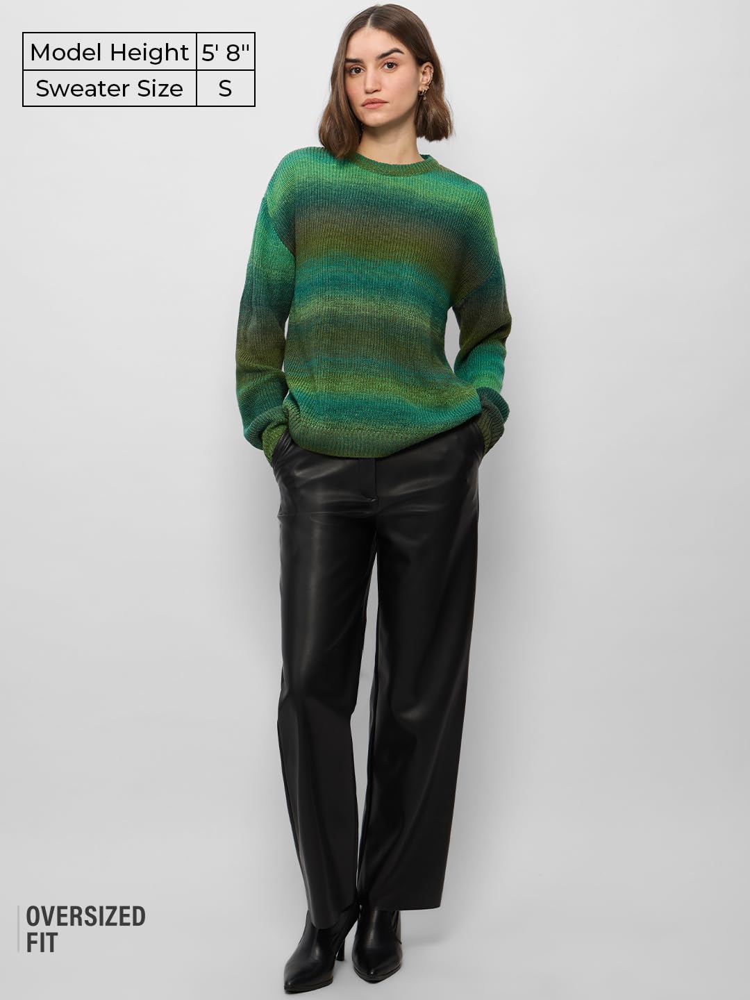 The Souled Store Knitted Ombre Sweater : Fern Cable Knit Women Oversized Sweater