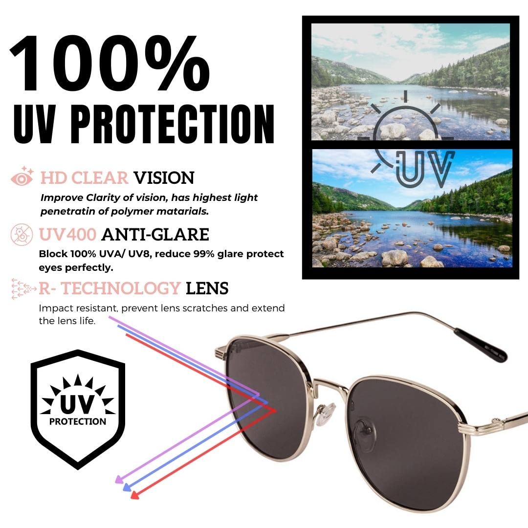 Voyage UV Protected Round Men & Women Sunglasses - (2036MG2977 | Black Lens | Silver Frame)