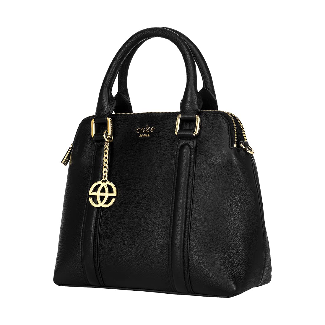 eske Sienna, the Single Zip Satchel | Structured Cosmos Leather Handbag | 3 Main Compartments | Zip & Slip Pockets | Gold Plated Charm | Detachable Shoulder Strap | 22 cm Height