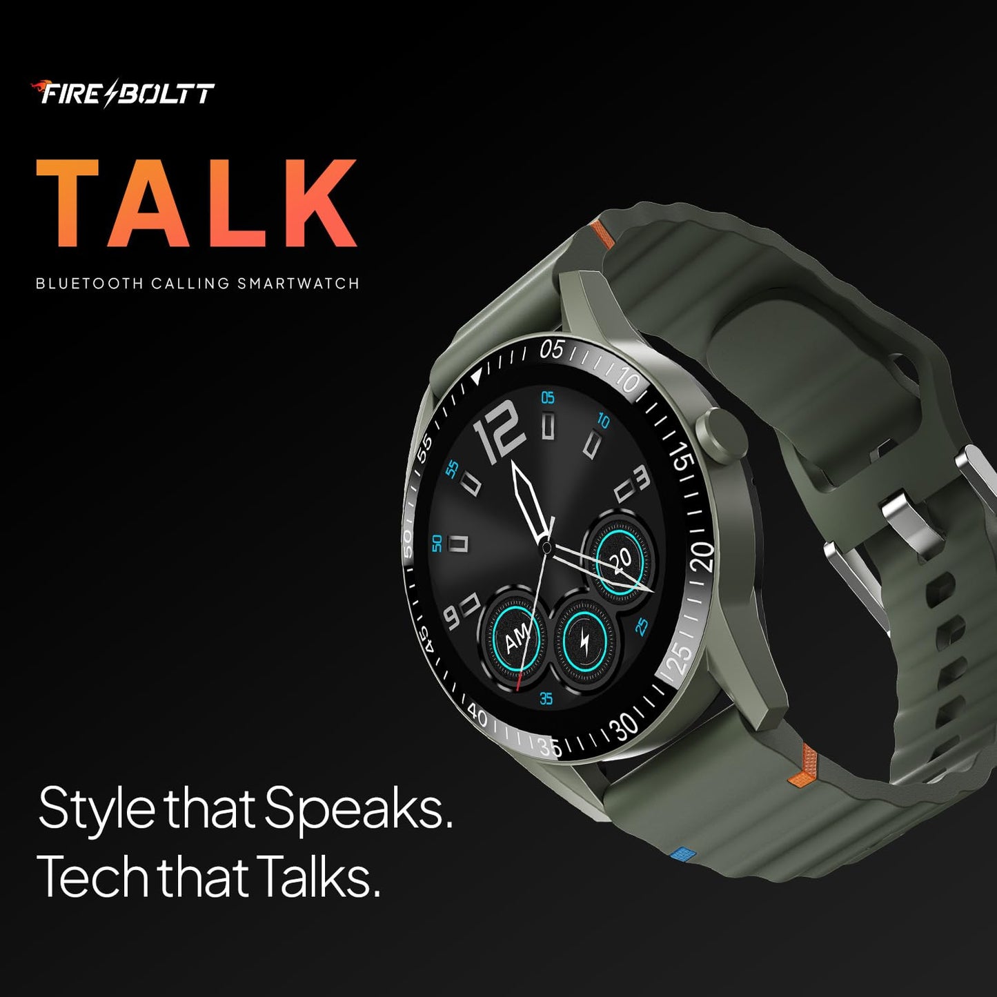 Fire-Boltt Talk Bluetooth Calling Smartwatch, 1.39" TFT Display with Dual Button, Hands On Voice Assistance, 120 Sports Modes, in Built Mic & Speaker (Talk, Green Wave)