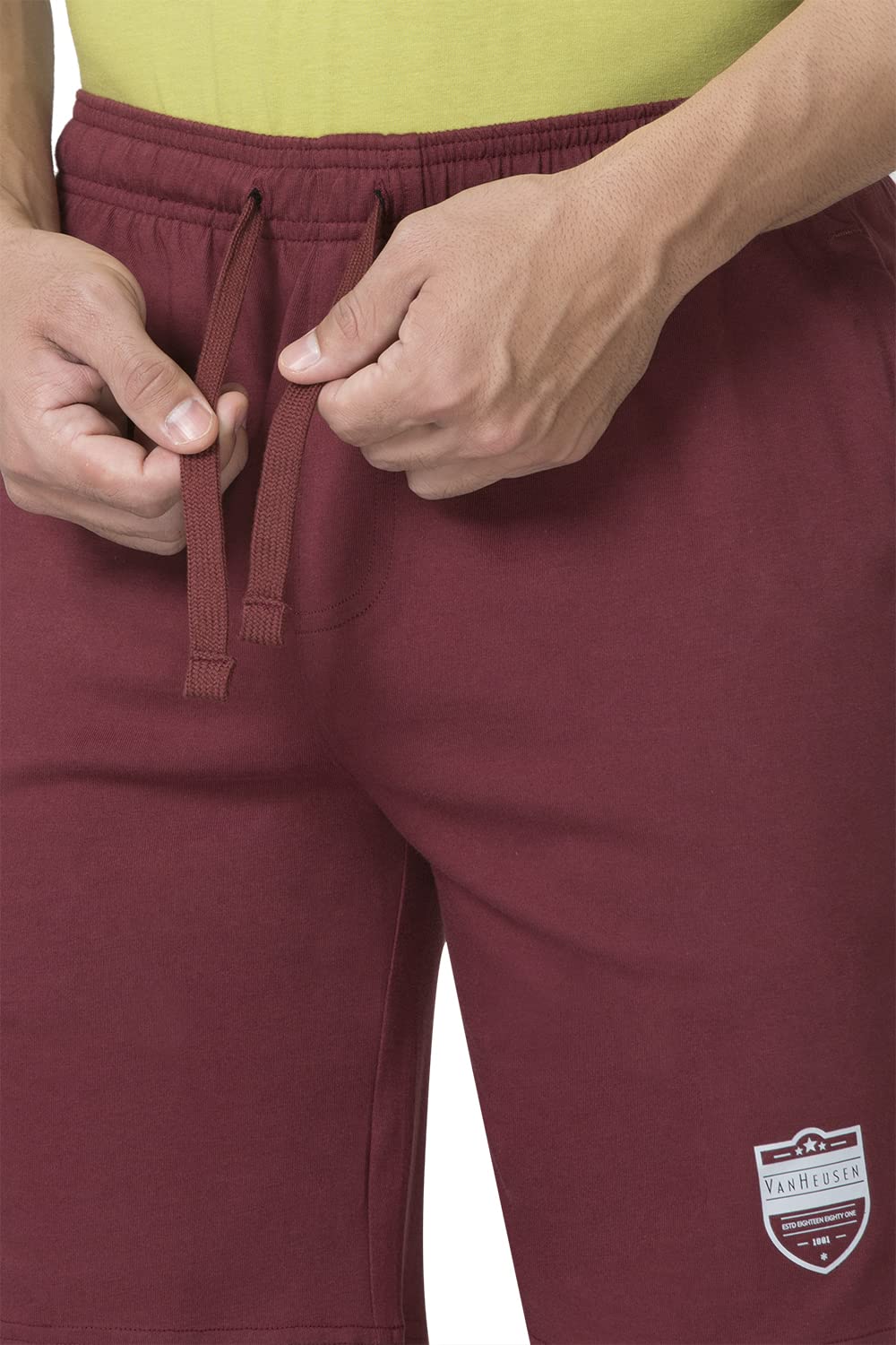 Van Heusen Men Shorts - 100% Combed Cotton - Drawstring Waist, Functional Pockets_57001_Wine_S