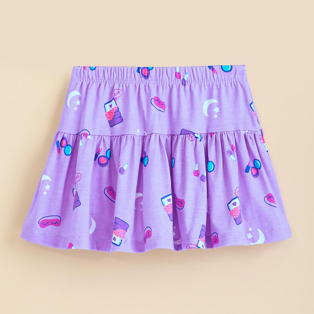 Hopscotch Girls Regular Fit Purple Graphic Print Skirts