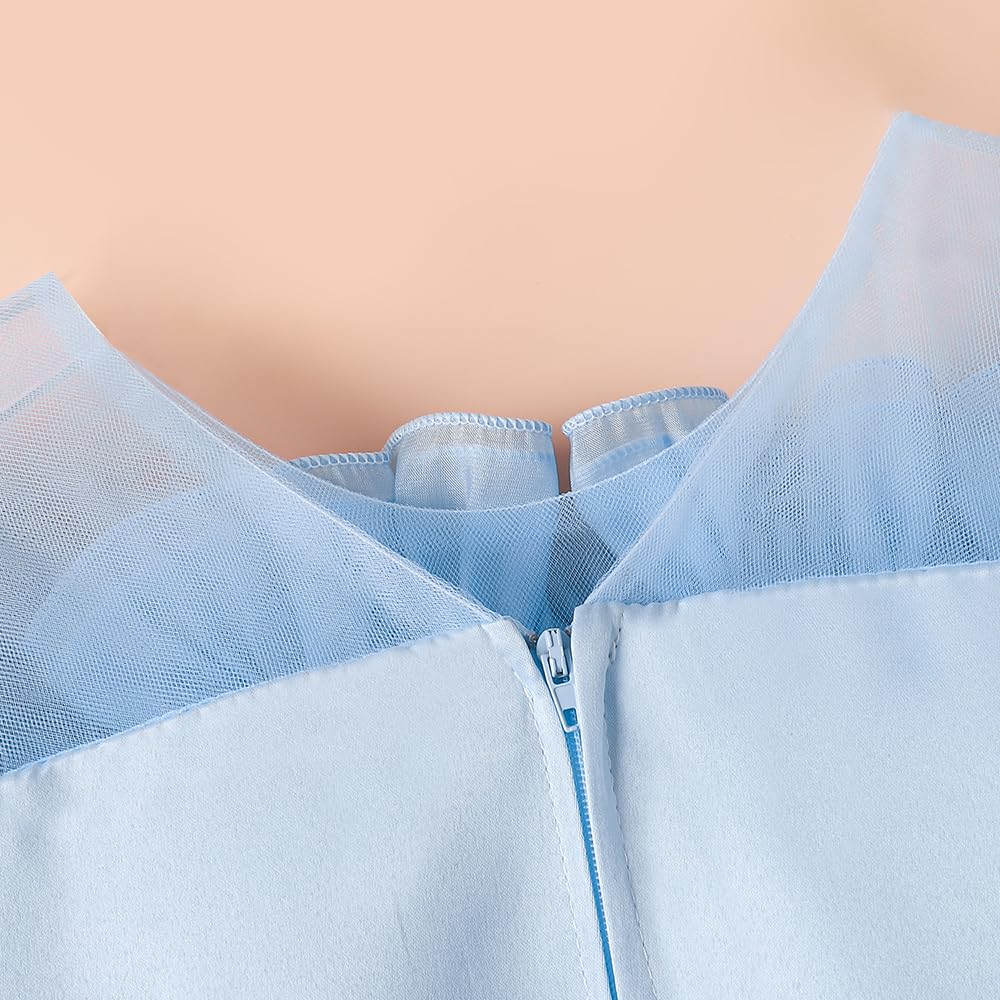 Hopscotch Girls Blue Short Sleeves Ruffled Party Dress