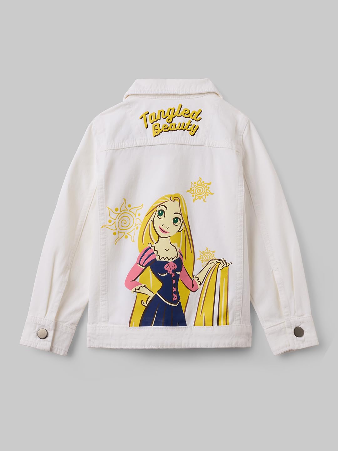 The Souled Store Official Disney: Tangled Denim Girls Long Sleeve Oversized Fit Cropped Denim Jackets