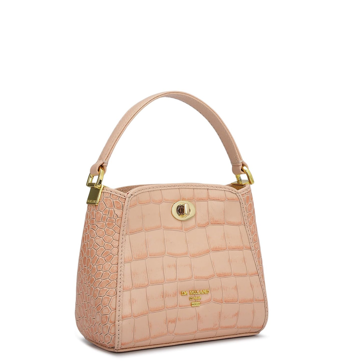 Da Milano Leather Satchel Bag for Women - Pink
