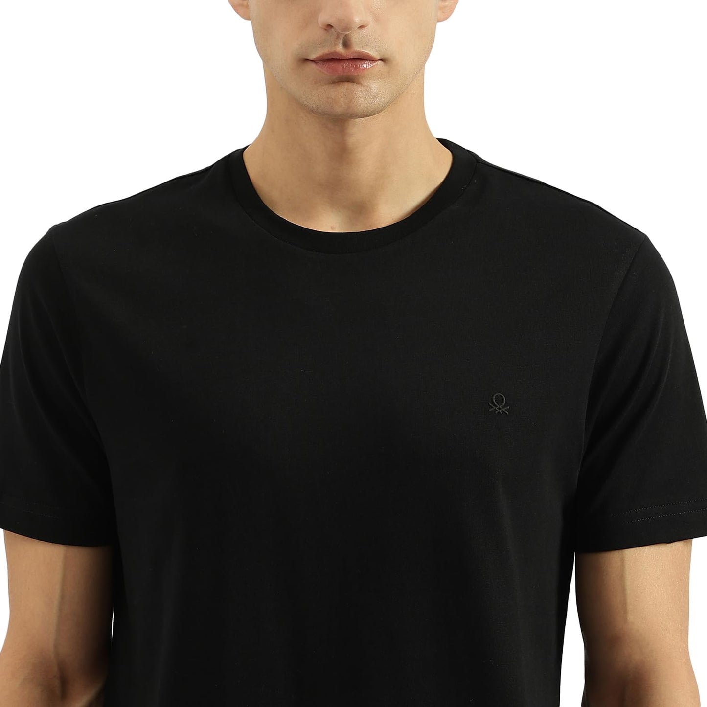 United Colors of Benetton Relaxed Fit Round Neck Solid T-Shirt (Size:XL)-01C3099S3300I100XL Black