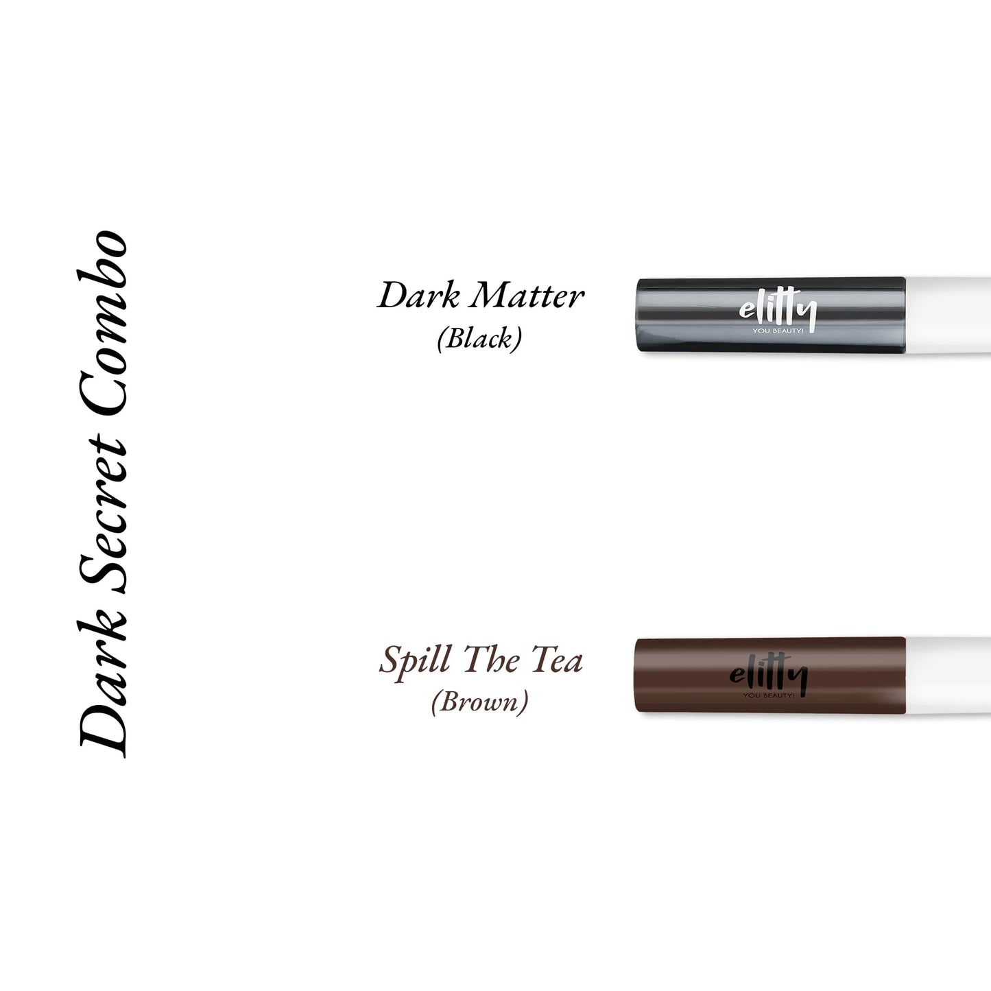 Elitty Dark Secret Pop Colour Waterproof Liquid Eyeliner Combo (Pack of 2) | Matte Shades (Black, Brown) | Lasts Upto 12 Hrs | 4 ML Each