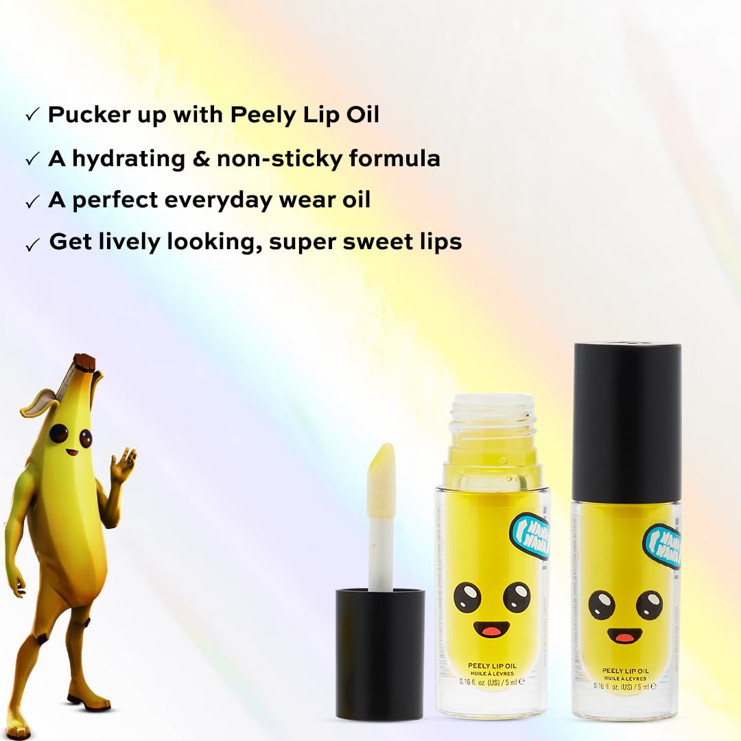 Makeup Revolution-X Fortnite- Lip oil-Peely Banana | Pucker up with Peely Lip Oil |A hydrating & non-sticky formula | A perfect everyday wear oil |Get lively looking, super sweet lips | 5ml