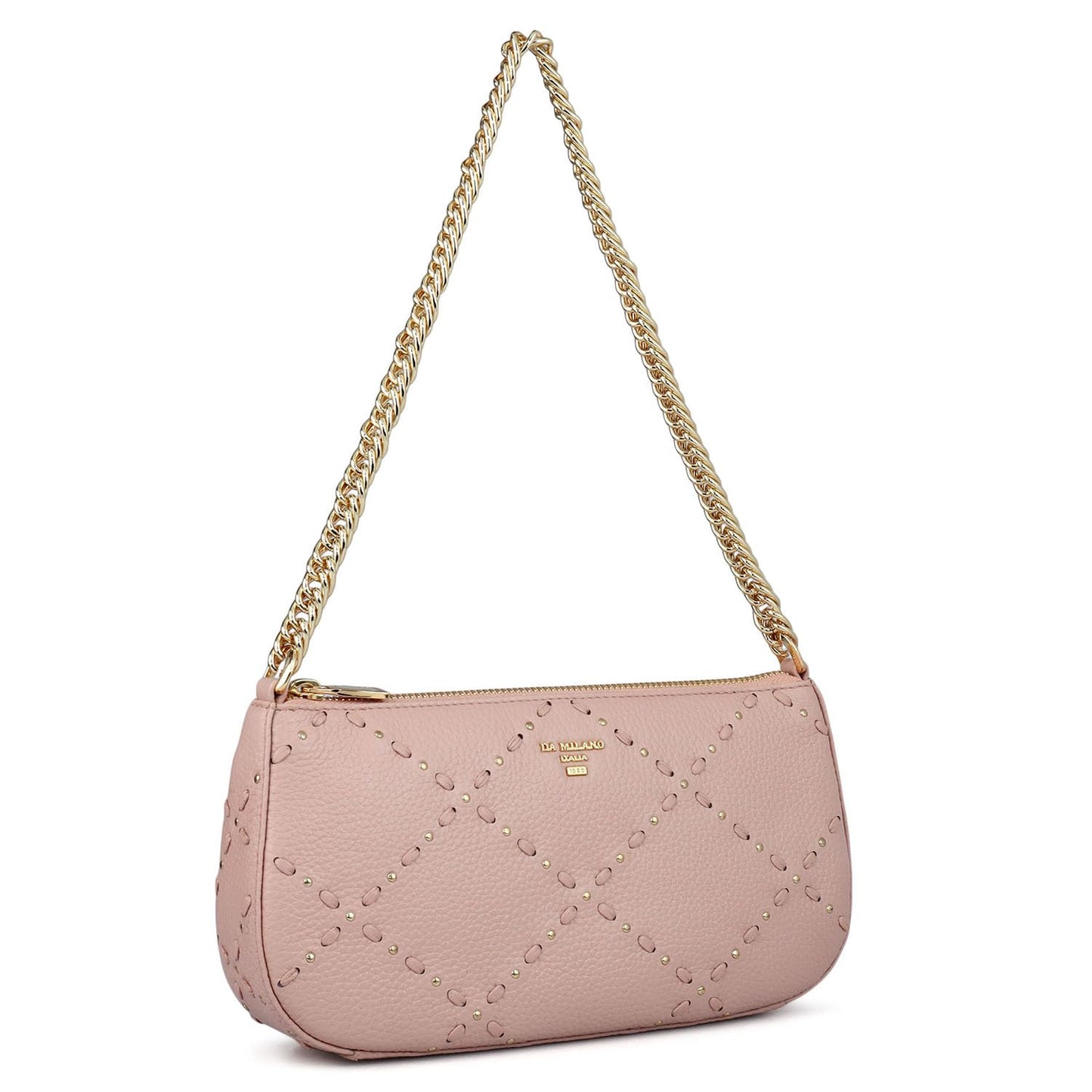 Da Milano Leather Shoulder Bag for Women - Pink