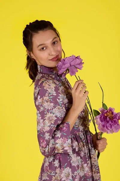 Stylish Purple Crepe Dresses For Women