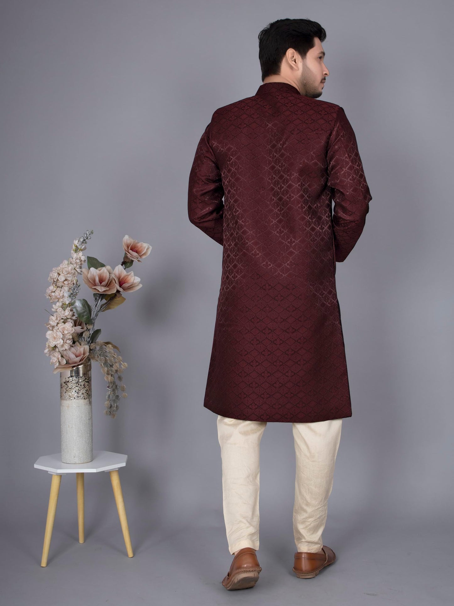 XEPON Indo Western Sherwani Set For Men (L, Maroon)