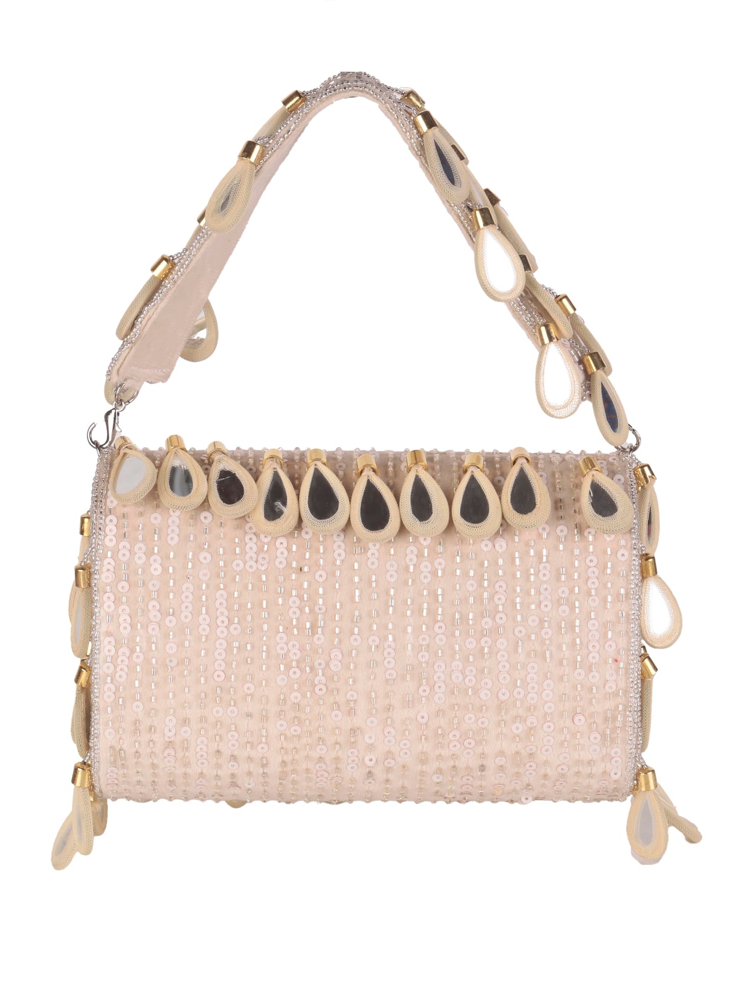 SWISNI embellished bride clutch II Women's Traditional Designer Clutch For Women & Girls II FLAP BAGS (Beige)