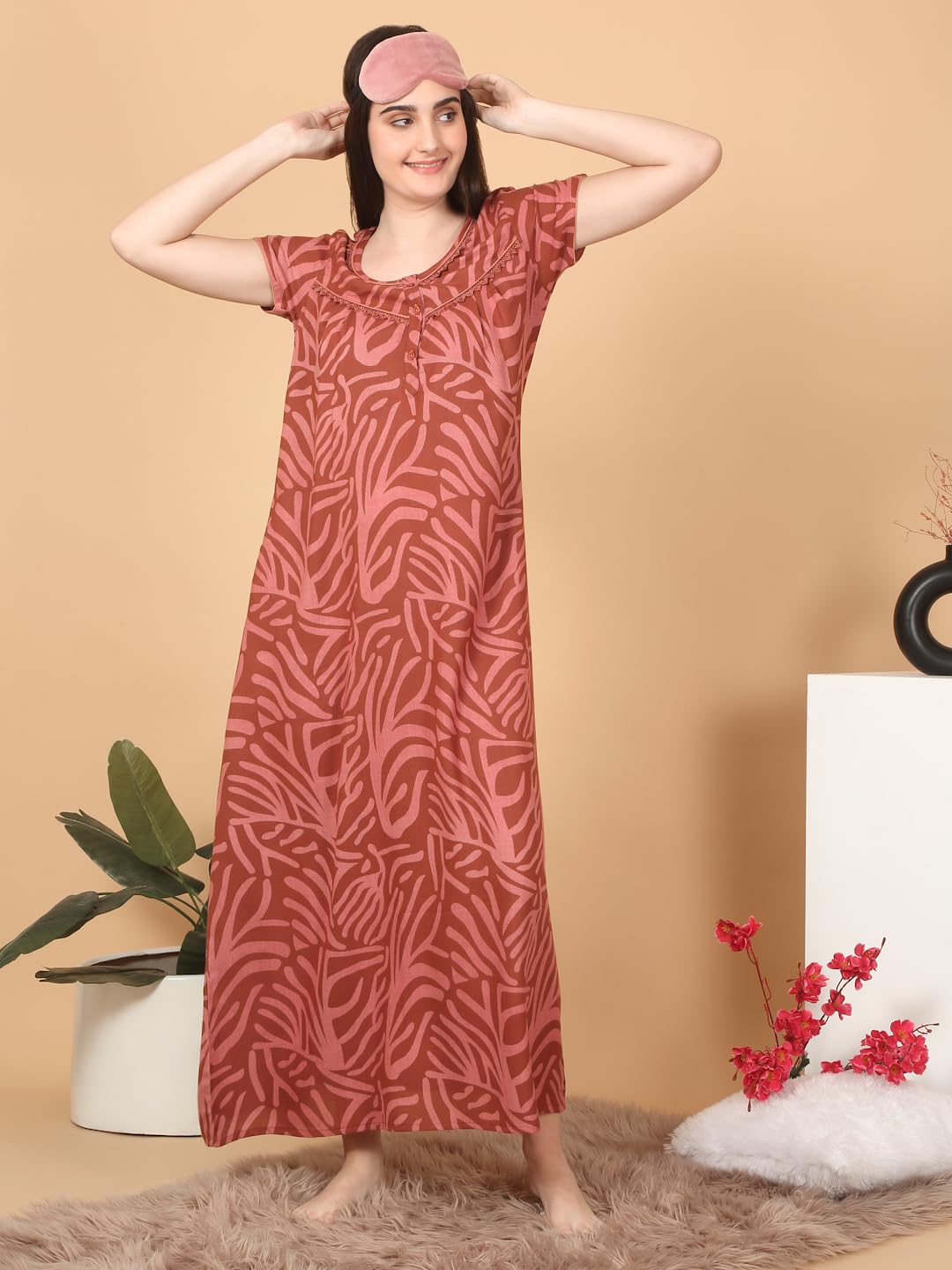 Sweet Dreams Women Printed Full Length Night Dress