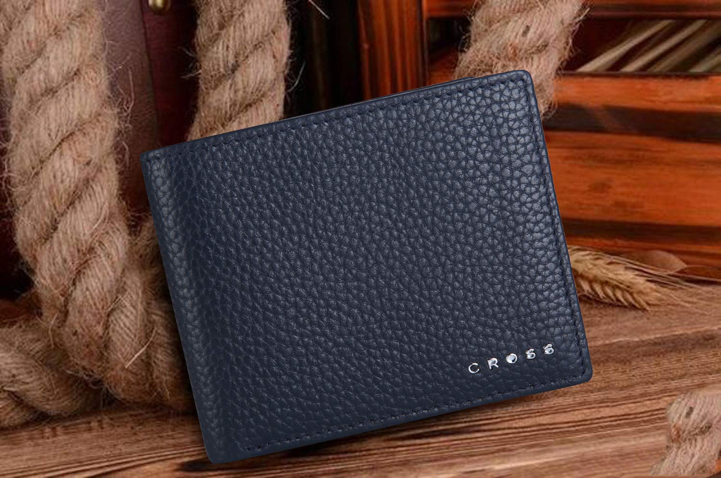 Cross Navy Men's Wallet Stylish Genuine Leather Wallets for Men Latest Gents Purse with Card Holder Compartment (AC1288799_3-5)