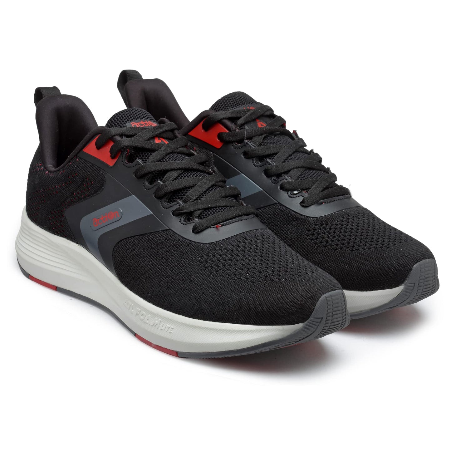 Action Athleo ATG-709 Men's Black Red Mesh Breathable/Lightweight/Comfort/Walking/Gym/Outdoor/Trendy Running Shoe