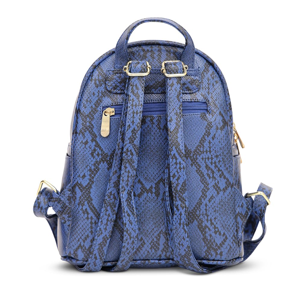 Caprese Draco Casual Backpack, Small | Fashion Backpack for Women with Adjustable Strap & Secure Zip Closure | Spacious, Versatile for Everyday Outings and Travel (Blue)