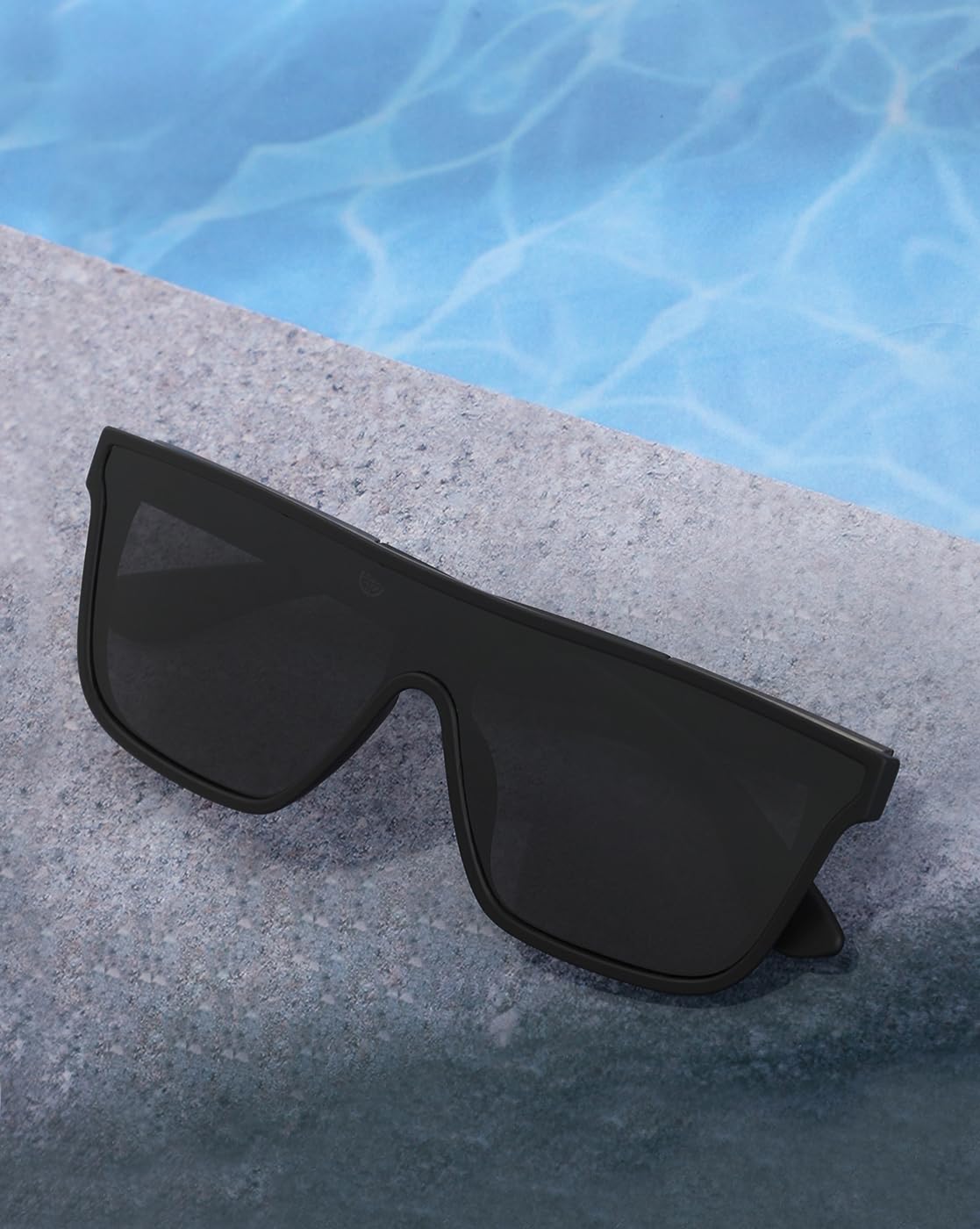 Carlton London Black and Metallic Toned with Black Polarised Shield Sunglass for men