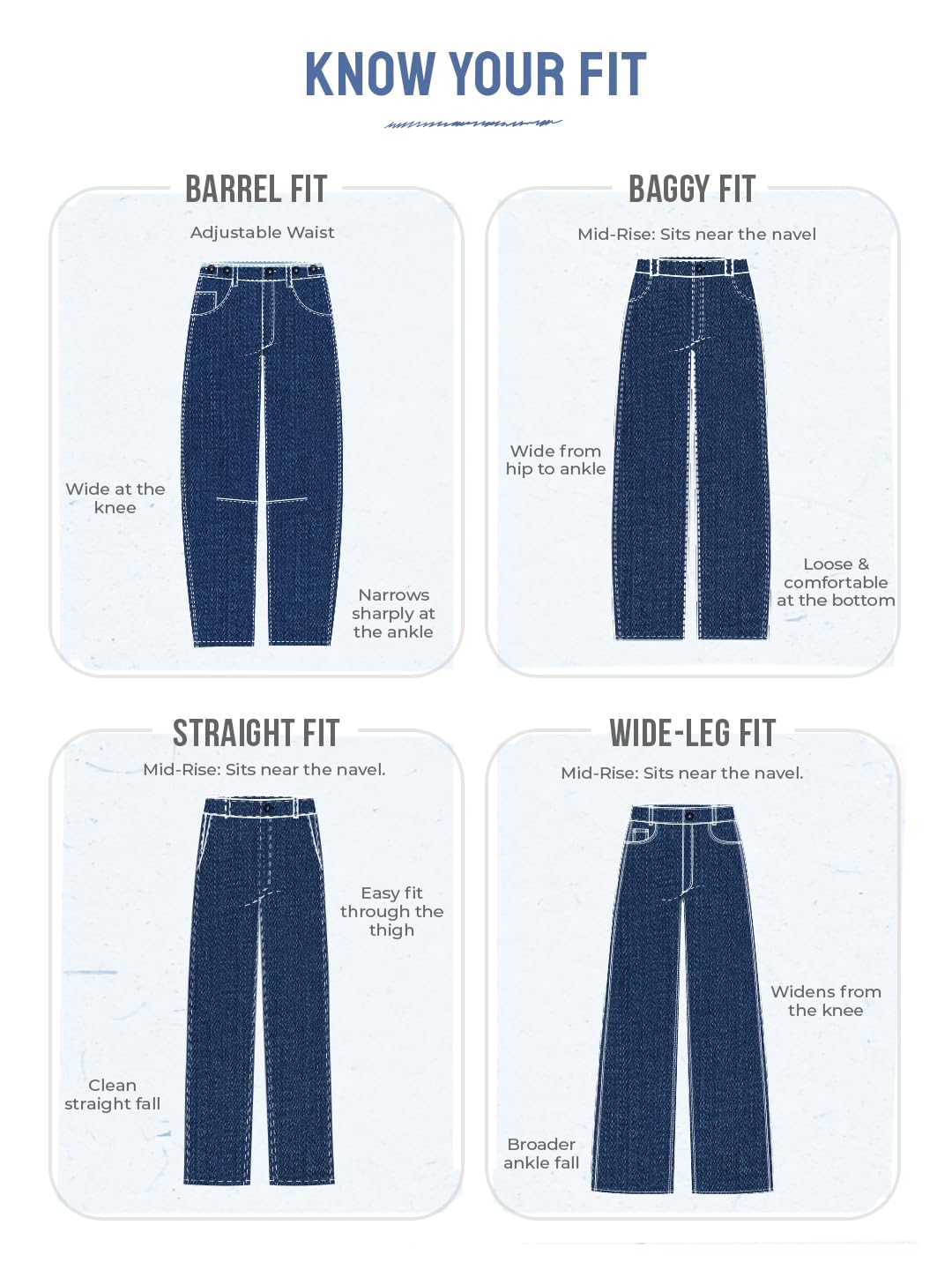 The Souled Store Baggy-Fit Denim: Cloudy Women and Girls Buttoned Waistband Light Blue Washed Cotton Denim Baggy Fit Asymmetric Crossover Waistband Lightweight Everyday Jeans