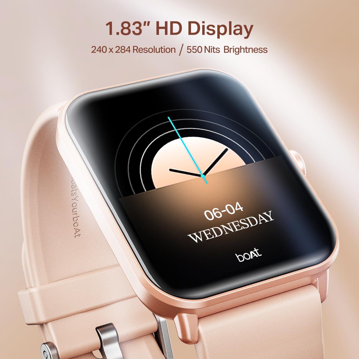 boAt Wave Call 2 with 1.83” HD Display, Advanced BT Calling, Functional Crown, Cloud & Custom Watch Faces, Multiple Sports Modes, IP67, HR, Sleep & SPO₂ Monitor Smart Watch(Orchid Blush)