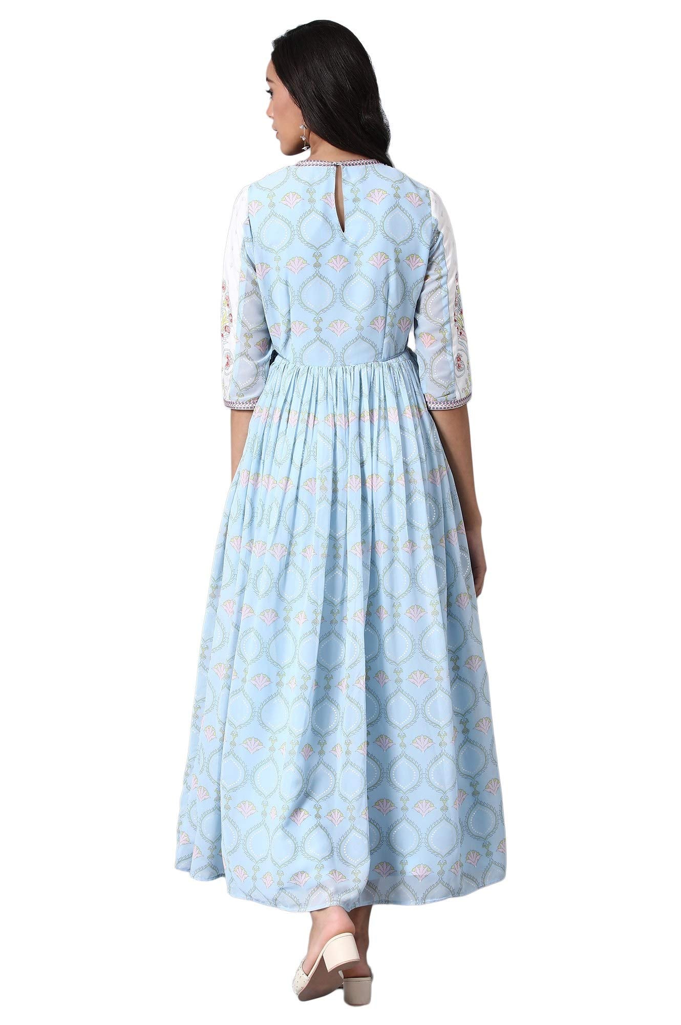 W for Woman Women's Chiffon a-line Maxi Dress (20FES10434-112575_Blue_18 (3XL))