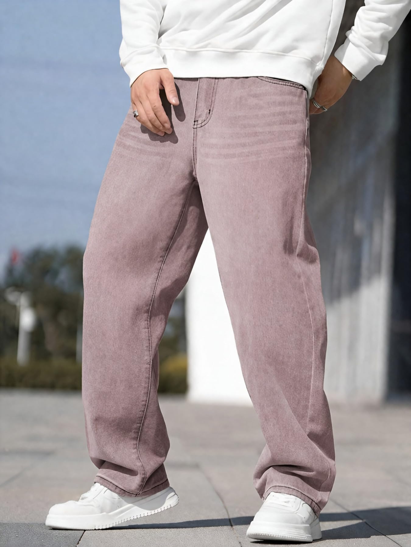 Ben Martin Wine Men Jeans || Baggy Fit Jean's for Man || Loose Fit High Rise Denim || Stretchable Casual Wear Jean,s || Dance Rap Rapping Style Pant for Men || Denim Cotton Jeans 32 (1)