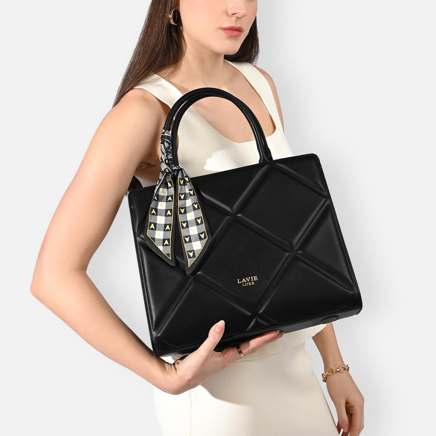 Lavie Luxe Women's Quare Large Satchel Bag | Satchel Handbag for Work | Ladies Purse | Stylish Shoulder Bag | Gift for Women