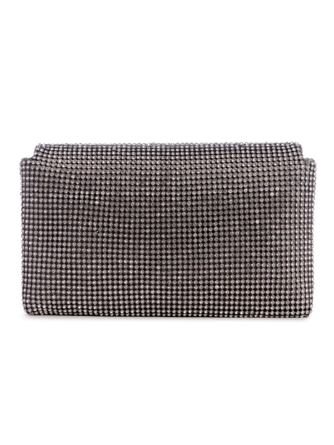 GUESS Silver Embellished Zalina Flap Clutch