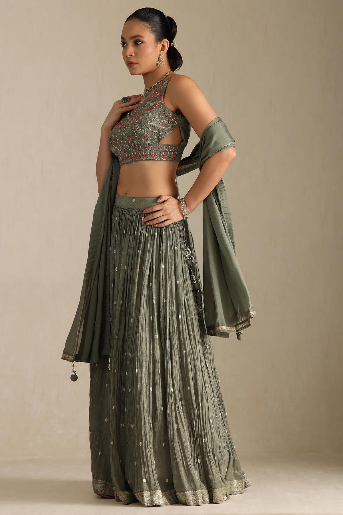Soch Women's Viscose Blend Lehenga Choli (OWS5CD21818_Grey_XL)