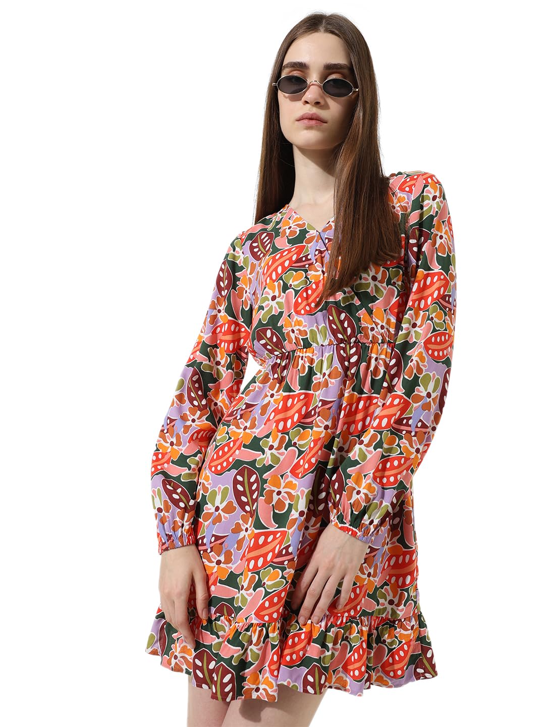 ONLY Women Printed Viscose Above Knee Pink A-line Dress