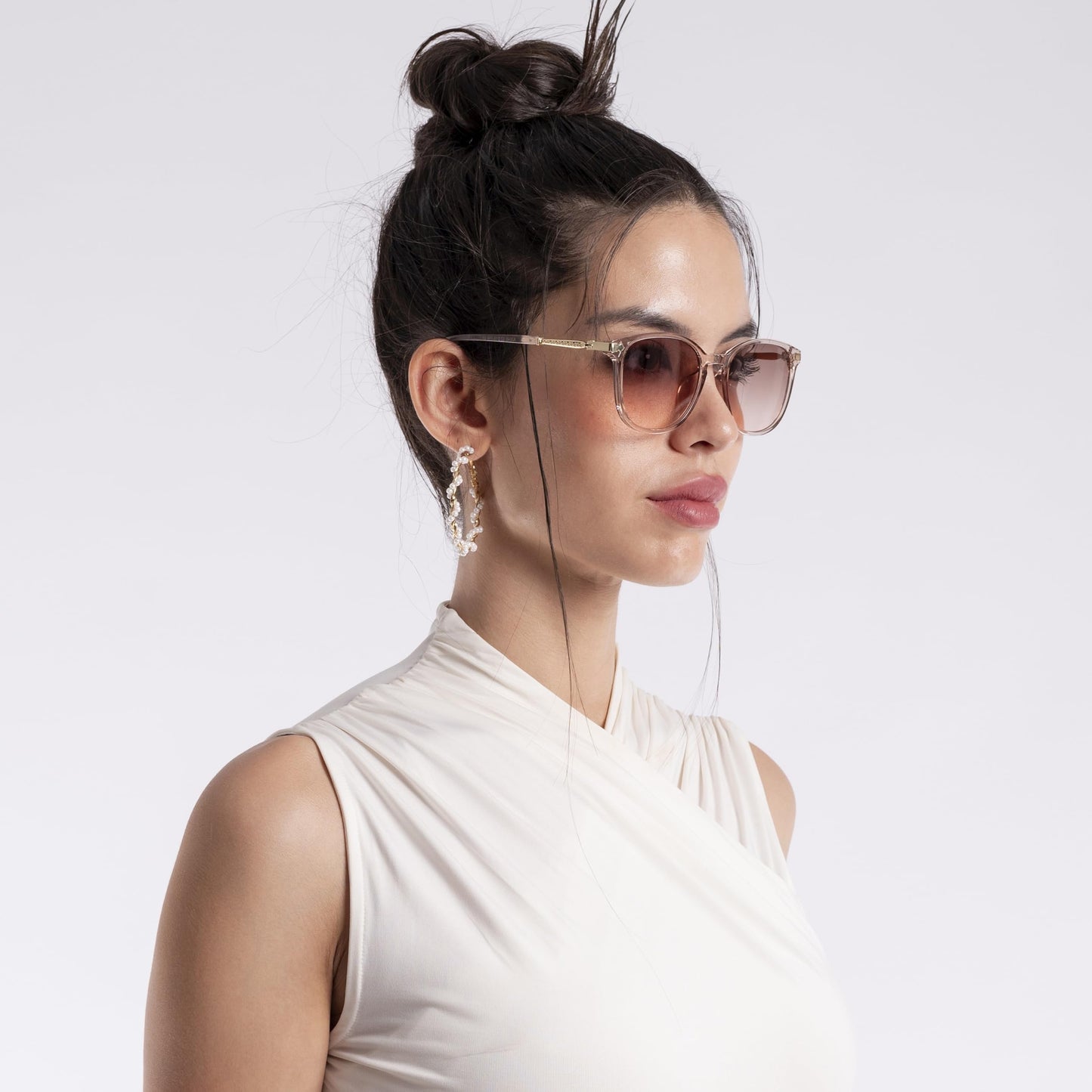 Voyage UV Protected Rectangular Women Sunglasses - (A3046MG3181 | Brown & Pink Lens | Black Frame)